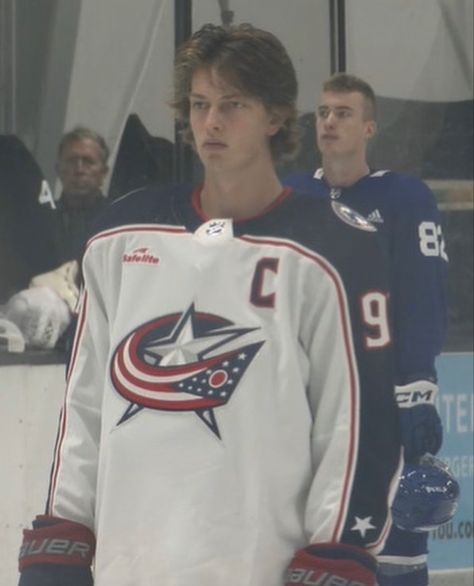 Owen Power, Kent Johnson, Hockey Memes, Hot Hockey Players, Ville Valo, Hockey Players, Blue Jacket, Nhl, Love Of My Life