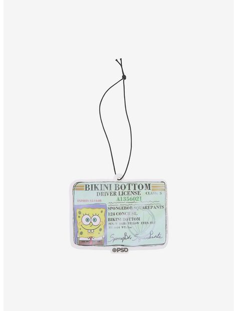 SpongeBob SquarePants Driver License Air Freshener Barang Aesthetic, Cartoon Decor, Boating License, Car Deco, Car Hangers, Driver License, Cars Music, Car Essentials, Scrapbook Art