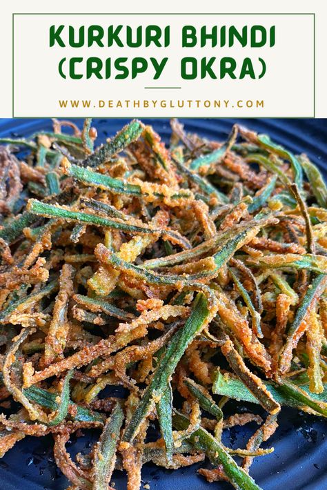 Kurkuri Bhindi Recipe, Fried Okra Recipe, Crispy Okra, Kurkuri Bhindi, Bhindi Recipe, Dinner Spread, Okra Recipe, Vegetarian Appetizer, Fried Okra