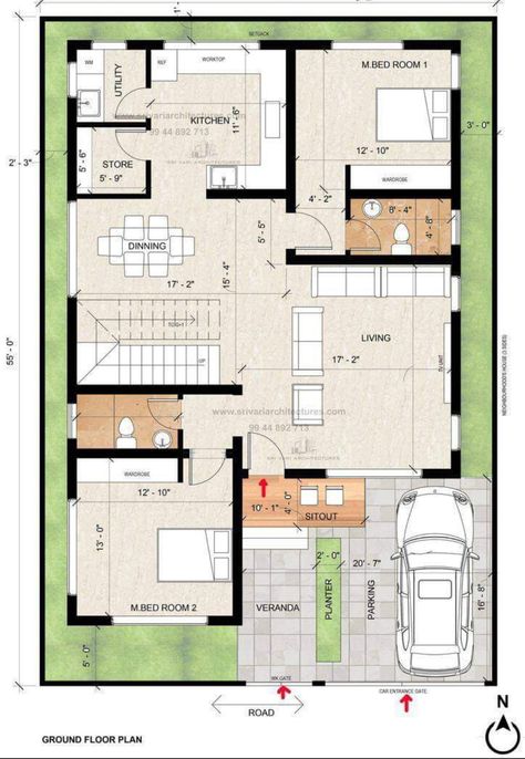 30 40 South Facing House Plan, South Facing House Plan, Smart House Plans, Bungalow Plan, 30x50 House Plans, Builder Floor, South Facing House, Plan 2d, Bedroom Plan