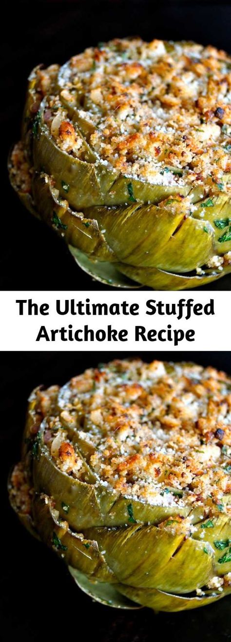 The Ultimate Stuffed Artichoke Recipe - This Ultimate Stuffed Artichoke Recipe is packed with incredible, aromatic flavors and is out of this world. Serve it for a scrumptious vegetarian first or main course. And it's great for sharing too! Stuffed Artichokes In Crockpot, Best Stuffed Artichoke Recipe, Stuff Artichoke Recipes, Italian Stuffed Artichokes Recipes, Artichoke Meals, Stuffed Artichoke Recipes, Zucchini Ideas, Artichoke Recipe, Stuffed Artichokes