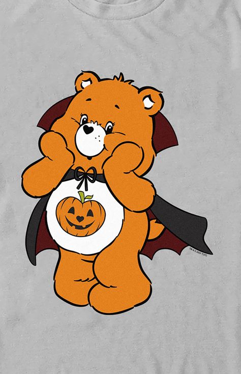 Painted Pumpkin Halloween, Cute Halloween Graphics, Halloween Carebear, Halloween T-shirt, Care Bear Cartoon, Halloween Care Bear, Care Bears Art, Cute Halloween Paintings, Pumpkin Poop