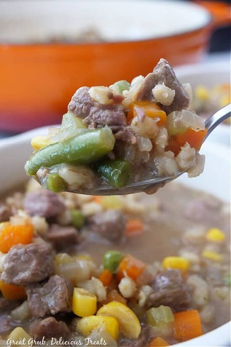 Beef Barley Soup With Frozen Vegetables, Beef Barley Mushroom Soup, Vegetable Beef Barley Soup, Broccoli Potato Cheese Soup, Italian Soup Recipes, Side Salad Recipes, Beef Barley, Beef Barley Soup, Mushroom Soup Recipes