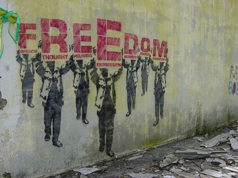 freedom Freedom Art, Banksy Art, Scholarships For College, Freedom Of Speech, Street Art Graffiti, Banksy, Graffiti Art, Urban Art, Some People