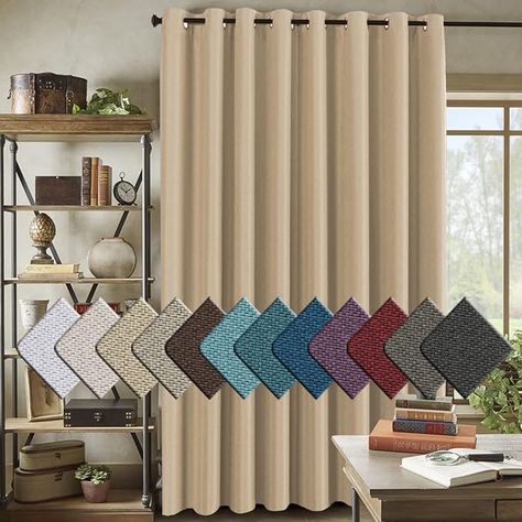 Amazon.com: H.VERSAILTEX Linen Blackout Curtain 108 Inches Long for Bedroom/Living Room Thermal Insulated Grommet Linen Look Curtain Drapes Primitive Textured Burlap Effect Window Drapes 1 Panel - Aegean Blue : Home & Kitchen Wooden Blinds Living Room, Sliding Door Curtains, Curtain For Bedroom, Patio Door Curtains, Linen Blackout Curtains, Wide Curtains, Decorative Curtain Rods, Burlap Curtains, Room Divider Curtain