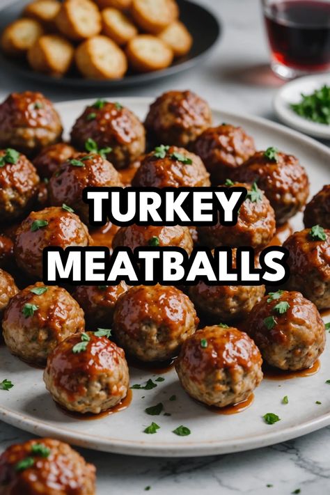 A photo of a  Turkey Meatballs a Thanksgiving Snacks Turkey Bites Appetizers, Thanksgiving Appetizers Meatballs, Turkey Meatball Appetizer, Meatball Appetizer Recipes, Turkey Balls, Meatball Appetizer, Recipes For Thanksgiving, Thanksgiving Snacks, Appetizer Meatballs