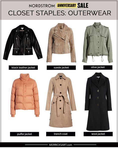 Essential Jackets For Women, Jacket Essentials, Olive Jacket, Military Style Jackets, Nordstrom Anniversary Sale, Clothing Material, Wardrobe Basics, Black Leather Jacket, Fall Style