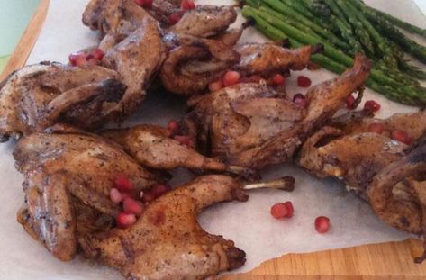 Baked Quail Recipes, Roast Quail Recipes, Roasted Quail, Quail Recipes, Oven Roast, Oven Baked, Tandoori Chicken, The Oven, Baking Recipes