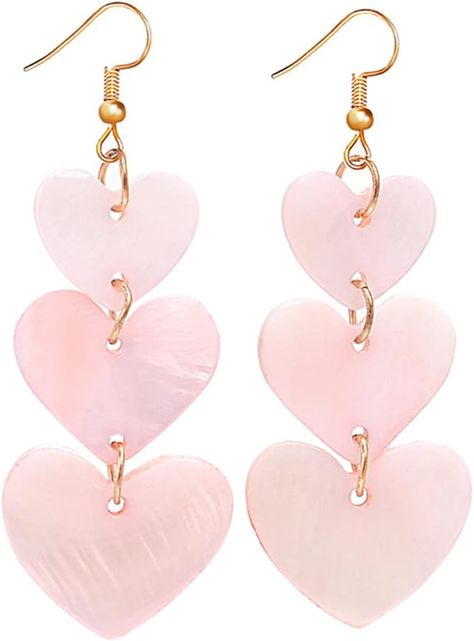 Boho Valentine, Girls Unique, Heart Dangle Earrings, Pink Acrylics, Teen Girls, Heart Earrings, Earrings Jewelry, Pink Heart, Earrings For Women