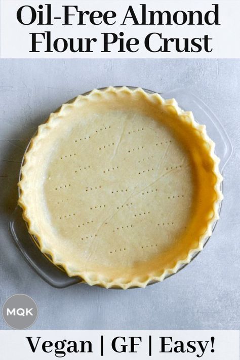 Seriously mind-blowing vegan pie crust that's also gluten-free, oil-free, and so easy to make! Use it for sweet and savory pies and tarts. #veganpiecrust #oilfree #wfpb #almondflour #glutenfreepie Gluten Free Tart Crust, Healthy Pie Crust, Oil Pie Crust, Almond Flour Pie Crust, Easy Puff Pastry Recipe, Tarte Vegan, Healthy Pies, Vegan Pie Crust, Easy Pie Crust