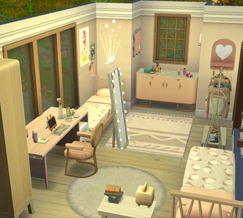 Sims 4 High School Years Bedroom, Sims 4 High School, Bedroom Sims 4, Sims Decor, Teens Bedroom, Sims 4 Challenges, Study Desk Decor, Sims 4 Bedroom, Sims 4 House Plans