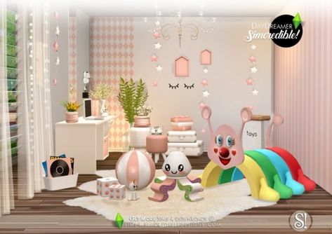 SIMcredible Designs: Day Dream Play Room Coastal Bedrooms Bedding, Little Sims, The Sims 4 Bebes, Happy Room, Sims 4 Bedroom, Toddler Playroom, Sims 4 Children, Kids Flooring, Sims 4 Toddler