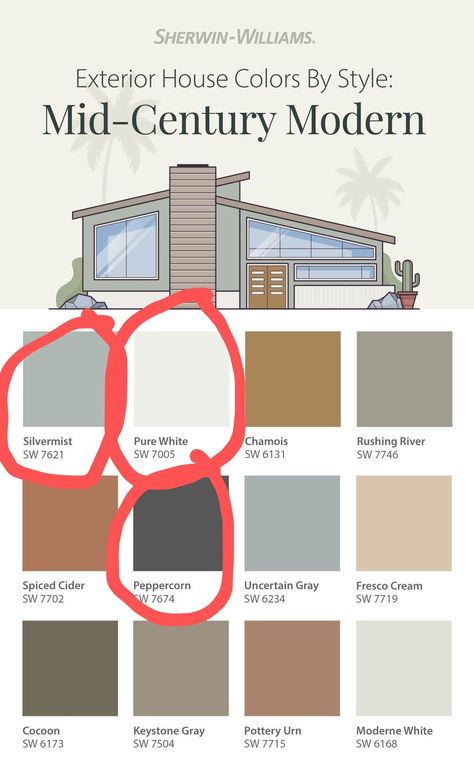 Mid Century Modern Home Exterior Paint Colors, Mid Century Modern Exterior Paint Colors, Mid Century Modern Exterior Paint, Mid Century House Exterior, Midcentury Modern House Exterior, Modern Cottage Exterior, Modern Exterior Paint Colors, Latin House, Mid Century Modern House Exterior