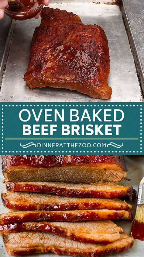 Beef Brisket Recipe - Dinner at the Zoo Bake Brisket In Oven, Barbecue Meals Dinners, Baking A Brisket In The Oven, Oven Baked Beef Brisket, Bbq Beef Brisket Recipes Oven, Boneless Beef Brisket Recipes, Brisket Recipes Videos, Beef Brisket Recipes Smoked In Oven, Bbq Brisket Recipes Oven