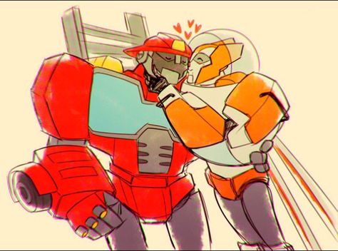 *squeals so loud it wakes the neighbors* MY OTP!!!! Blades giving Heatwave a kiss!! I SHIP THEM SO HARD!!! WHY CANT THEY JUST MARRY EACH OTHER?!?! Transformers Chase X Heatwave, Heatwave X Blades, Rescue Bots Heatwave Fanart, Transformers Rescue Bots Fanart, Transformers Rescue Bots Heatwave, Transformers Earthspark Soundwave, Transformers Rescue Bots, Transformers Masterpiece, Rescue Bots