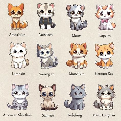 Kitten Clipart, Cats Clipart, Cat Clipart, Kawaii Stickers, Cat Stickers, Free Stickers, Top 20, Cat Breeds, Cute Cats