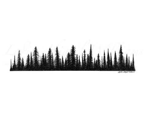 Treeline Tattoo, Tree Tattoo Drawing, Tree Tattoo Drawings, Tree Line Tattoo, Jaw Tattoo, Forest Forearm Tattoo, Tree Line Drawing, Pine Tattoo, Learn To Tattoo