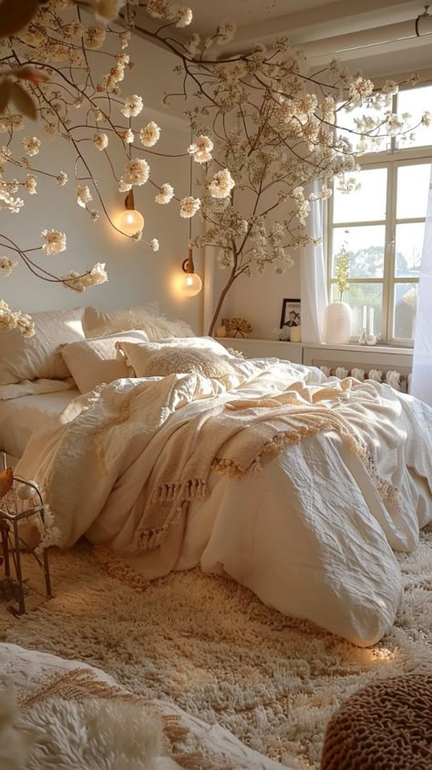 Woman Bedroom Designs, Womens Bedroom Ideas, Cozy Bedroom Ideas For Women, Cozy Bedroom Lighting, Bedroom Ideas For Women, Cozy Bedroom Ideas, Plush Rugs, Cozy Bedroom Design, Boho Ideas