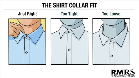 The gap between the shirt collar and your neck (when the shirt is buttoned up) should be big enough for two fingers to slide through. Shirt Collar Types, Shirt Collar Styles, Shirt Dress Pattern, Collar Shirt Men, Two Fingers, Business Shirts, Mens Dress, Collar Designs, Camisa Polo