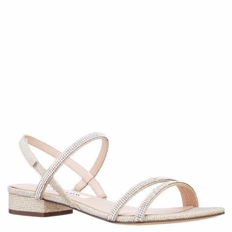 SARITA-DIAMOND DUST TEXTURED METALLIC CRYSTAL STRAPPY FLAT SANDAL Hoco Shoes, Dress Sandals Flat, Chic Flats, Strappy Sandals Flat, Strappy Flats, Diamond Dust, Evening Flats, Nina Shoes, Slingback Flats