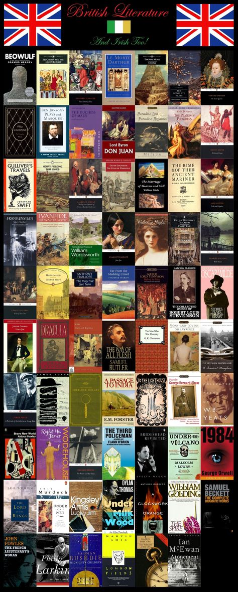 British and Irish literature Irish Literature, Top 100 Books, Literature Posters, Reading List Challenge, British Literature, Book Bucket, Reading Motivation, Literature Books, Inspirational Books To Read