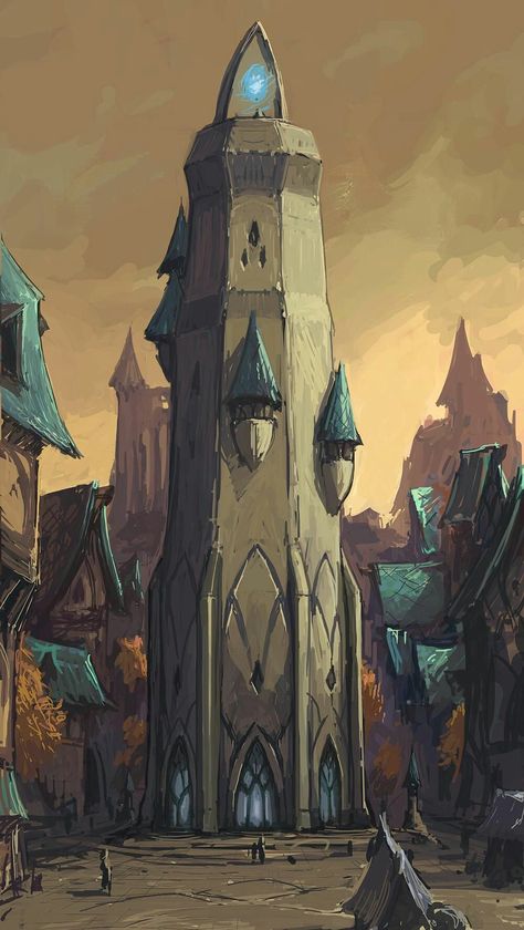 Mage Tower Concept Art, Fantasy Tower Art, Wizard Tower Art, Fantasy Tower Concept Art, Wizard Tower Concept Art, Wizards Tower, Mage Tower, Magic Tower, Fantasy Tower