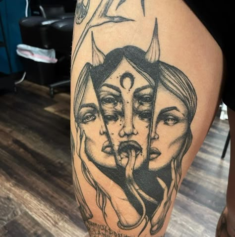 Rhea Ripley Tattoo, Female Rage Tattoo, Rhea Tattoo, Wwe Tattoos Ideas, Ripley Tattoo, Krysten Alyce Ritter, Reah Ripley, Demi Bennett, Three Faces