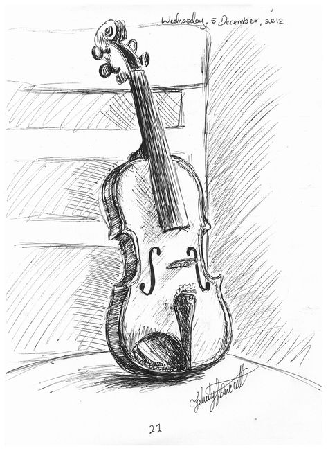 Violin. 05-12-12 Drawing Ideas Violin, Violin Sketch Pencil, Violin Drawing Aesthetic, Violin Drawing Reference, Violin Line Art, Violin Drawing Sketches, Violin Doodle, Draw Violin, Violin Art Drawing