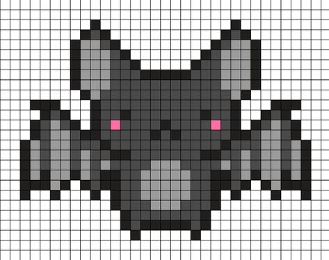 Gloomy Bear Perler Bead Patterns, Monster High Cross Stitch, Bat Perler Bead Pattern, Halloween Pixel Grid, Perler Bead Bat, Spooky Perler Bead Patterns, Bat Pixel Art, Bat Perler, Snake Pixel Art