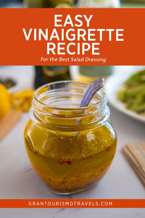 Easy Vinaigrette Recipe for the Best Salad Dressing Vinegrate Dressing, Vingerete Dressing Recipes, Garlic Vinaigrette Dressing, Easy Vinaigrette, Vinaigrette Recipes Easy, Garlic Vinaigrette, French Vinaigrette, Best Salad Dressing, The Best Salad