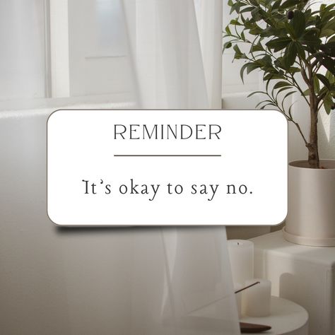 “No" is a full sentence. Setting boundaries is a form of self-respect. It’s okay to say no without guilt, without needing to explain, and without fear of disappointing others. You come first. #SayNoWithGrace #SelfCareReminder #HealthyBoundaries #MentalHealthMatters #TraumaInformedTherapy #TraumaHealing #AttachmentHealing #BoundarySetting #PerfectionismRecovery #PeoplePleasing #InnerHealing #SelfGrowthJourney #InnerChildWork #EmotionalWellness #MindfulHealing #TherapyJourney #HealingJo... Its Okay To Say No, Saying No Without Guilt, Say No Without Explaining, No Is A Full Sentence, Gucci Makeup, Vision Board Book, Setting Boundaries, Inner Healing, Perfectionism