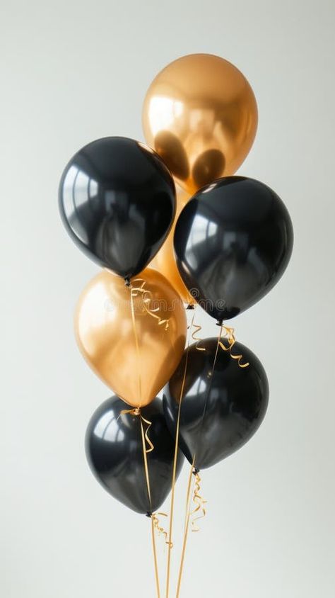 Gold and black holiday balloons on white background, birthday or anniversary concept stock image Black Balloon Aesthetic, Holiday Balloons, Black And Gold Balloons, Background Birthday, Black Balloons, Gold Balloons, Helium Balloons, White Background, Vector Free