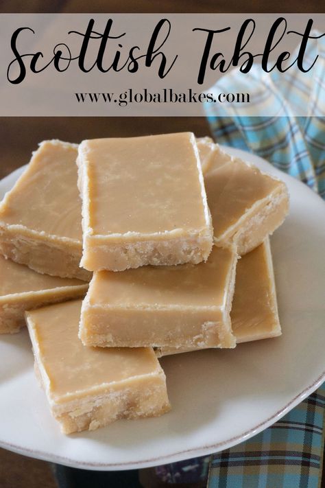 Traditional Scottish Tablet Recipe - Global Bakes #tablet #tabletrecipe #fudge #scottish #scottishrecipe Scottish Recipes Authentic Dessert, Scottish Tablet Recipe Easy, Scottish Dessert Recipes, Scottish Recipes Authentic, Scottish Food Recipes, Scottish Tablet Recipe, Scottish Baking, Scottish Tablet Recipes, Scottish Crafts