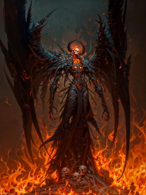 Demon Souls Dragon God, God Of Order Fantasy Art, Lucifer Fantasy Art, Dnd Demon Art, Demon King Art, Demon Kingdom, Arch Demon, Demon Concept Art, 천사와 악마