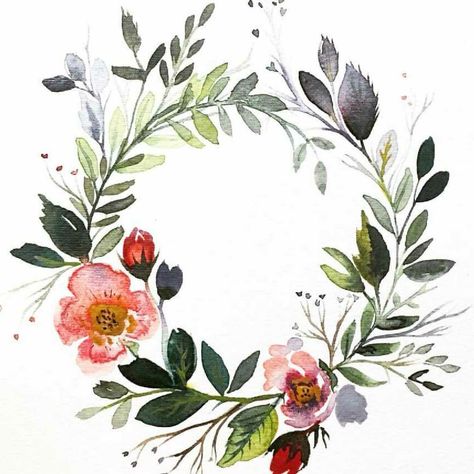 Customizable watercolor floral wreath by Bethany Joy Design Wreath Drawing Floral, Watercolor Wreaths Floral, Floral Wreath Painting, Watercolor Wreath Floral, Flower Wreath Drawing, Watercolor Floral Wreath, Watercolour Wreath, Watercolor Wreath, Floral Wreath Drawing