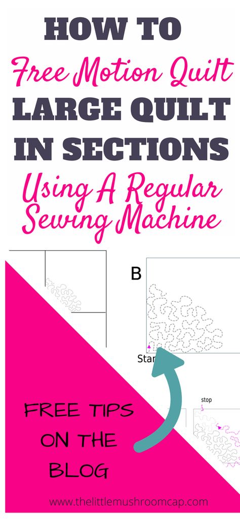 Learn How to Machine Quilt Large quilt by regular sewing machine in section to avoid puckering. Quilt Techniques, Sewing Machine Quilting, Free Motion Quilting Patterns, Machine Quilting Patterns, Nancy Zieman, Sewing 101, Bonnie Hunter, Machine Quilting Designs, Machine Pattern