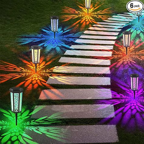 Gold Yellow Color, Kitschy Decor, Solar Landscape Lighting, Solar Landscape, Outdoor Walkway, Solar Garden Lights, Pathway Lights, Walkway Lights, Amber Lights