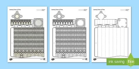 Pisa Tower, The Leaning Tower Of Pisa, Tower Of Pisa, Craft Activity, Iconic Buildings, Paper Model, Paper Models, Secondary School, Leaning Tower