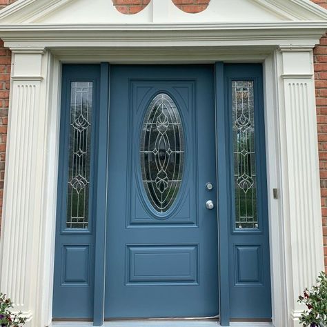 Indigo Blue Paint, Outdoor Wall Paint, Accent Paint Colors, Painted Exterior Doors, Sherwin Williams Blue, Outside House Colors, Orange Paint Colors, Front Door Makeover, Front Door Paint Colors