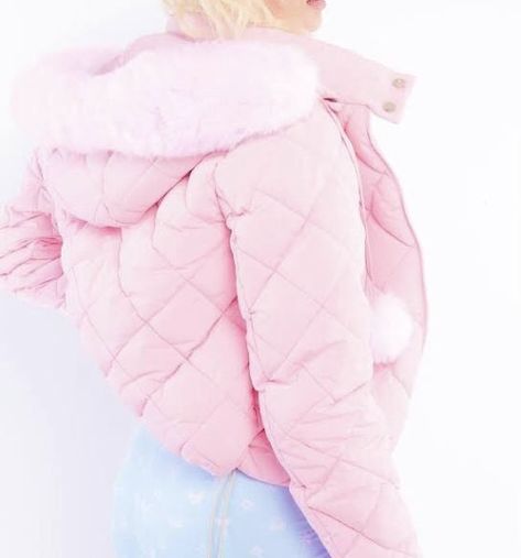 Fairy Couture, Pink Puffer Coat, Kawaii Sweater, Pink Puffer Jacket, Winter Princess, Baby Pink Aesthetic, Winter Walk, Dress Up Dolls, Pink Skirt