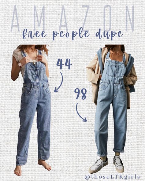 Budget Friendly Fashion Finds, Free People Inspired, Affordable Outfit Idea, Fall Outfit Inspiration, Summer Fall 2022 Overalls, Free People Overalls Outfits, Ziggy Overalls Outfit, How To Style Free People Jumpsuit, Free People Ziggy Overalls Outfits, Free People Black Denim Jumpsuit, Free People Overalls, Free People Ziggy Shortalls, Womens Denim Overalls