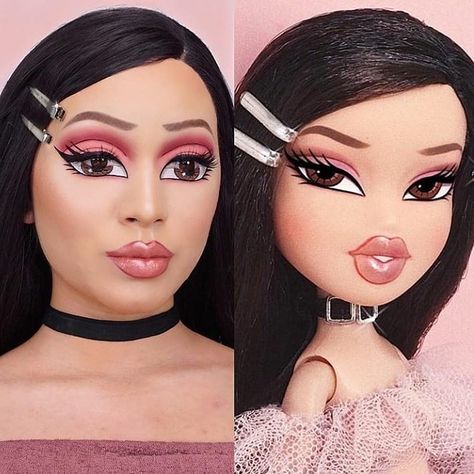 BRATZ CHALLENGE 💋 - - - - -#morphebabe #morphe #blendtherules#urbandecaycosmetics #urbandecay #jeffreestarcosmetics… Ice Princess Makeup, Princes Makeup, Bratz Costume, Doll Makeup Halloween, Jade Bratz, Beautiful Halloween Makeup, Bratz Doll Makeup, Bratz Makeup, Fantasy Make-up