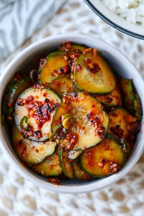 Korean Cucumber Salad | Pickled Plum Food And Drinks Korean Cucumber Salad, Korean Cucumber, Easy Cucumber Salad, Cucumber Kimchi, Asian Cucumber Salad, Korean Side Dishes, Kimchi Recipe, Crunchy Salad, Spicy Korean