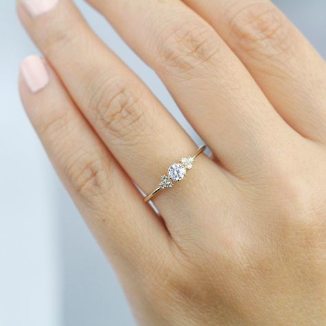 Simplistic Engagement Rings, White Gold Engagement Rings Simple, Engagement Ring Round Diamond, Small Engagement Rings, Petite Engagement Ring, Stackable Engagement Ring, Minimalist Diamond Rings, Dainty Engagement Rings, Engagement Ring Round