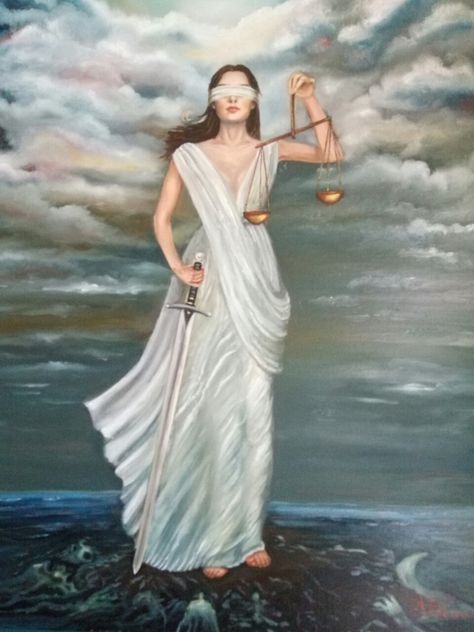 Justice Painting Art, Goddess Of Justice, Goddess Makeup, Law Office Decor, Surealism Art, Lady Justice, Adult Coloring Designs, Greek And Roman Mythology, Greek Mythology Art