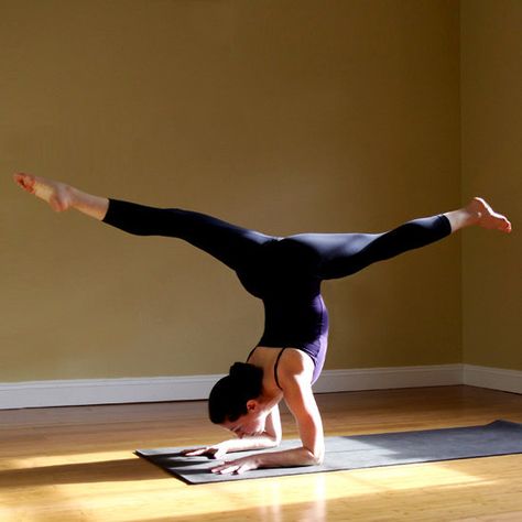 Forearm Stand Split Pose | Want to Balance in Forearm Stand? Yoga Sequence to Get You There | POPSUGAR Fitness Standing Split, Freetime Activities, Forearm Stand, Yoga Nature, Latihan Yoga, Sup Yoga, Cool Yoga Poses, Popsugar Fitness, Yoga Exercises