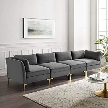 Modway Ardent 4-Seater Performance Velvet Sofa, Gray Sofa Design Living Rooms Indian, Green Sofa Living Room, Latest Sofa Designs, Wooden Sofa Designs, Modern Sofa Living Room, Unique Sofas, 4 Seater Sofa, Wooden Sofa Set, Living Room Sofa Design