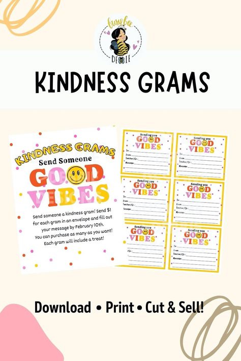 Candy Grams are an easy and quick way to earn money for any fundraiser! Use these Kindness Grams for multiple occasions (Valentine's Day, Spring, Easter, St. Patrick's Day, Kindness Day or Kindness Week). Download and edit using a free and easy to use program called Canva. With Canva, you can personalize your printable directly in your web browser. All you need to do is Purchase > Personalize > Print!

#goodvibes #smileyface #kindnessgrams #schoolfundraiser #churchfundraiser #PTA #PTO Spring Candy Grams, Friendship Grams For School, Candygram Ideas Valentines, School Candy Grams Ideas, Pta Valentine Ideas, Candy Gram Fundraiser, Valentines Day Fundraiser Ideas For School, Candy Grams Fundraiser Valentine, Candygram Ideas Fundraiser