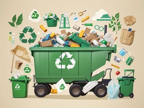 Waste Management Illustration, E Waste, Waste Management, Sustainable Future, Ads Creative, Graphic Resources, Sustainability, Vector Illustration, Recycling