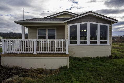 Porch side elevation with beautiful dining room windows - The Sunset Bay by Palm Harbor Homes Manufactured Homes Floor Plans, Modular Home Plans, Palm Harbor Homes, Mobile Home Floor Plans, Manufactured Homes For Sale, Modular Home Floor Plans, Park Model Homes, Small Cottages, Single Wide